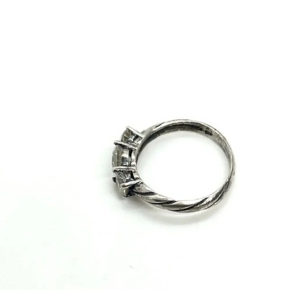 STERLING SILVER RING 925 Three Stone CZ Anniversary Promise Size 6.5